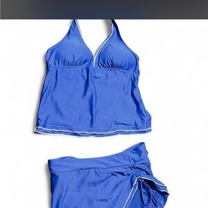 Royal Blue Two-Piece Tankini Swimsuit w skirt size Large
